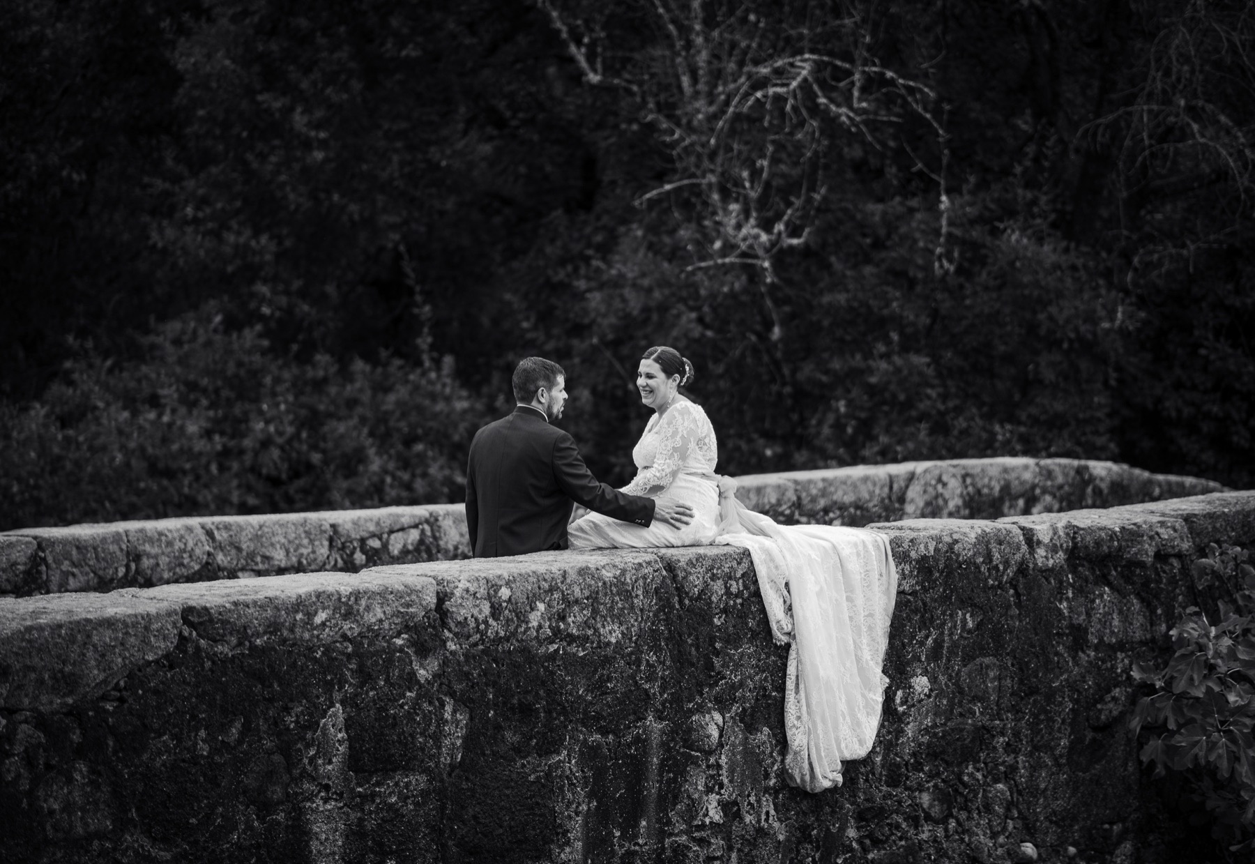 Retrato de boda en blanco y negro